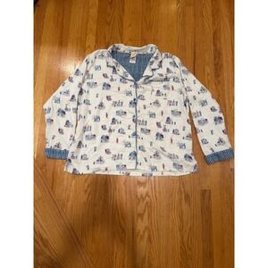 Munki Munki‎ Pajama Set XXL 2PC Womens Novelty Print Loungewear Sleepwear White